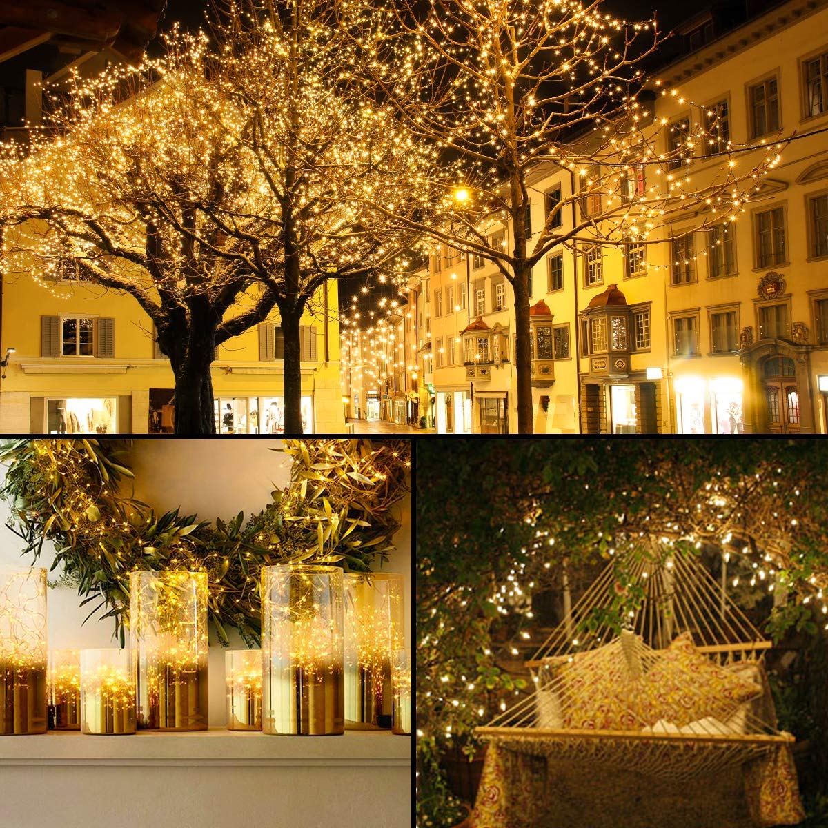 2 Pack Total 66ft 200LED Solar Fairy Lights Warm Light