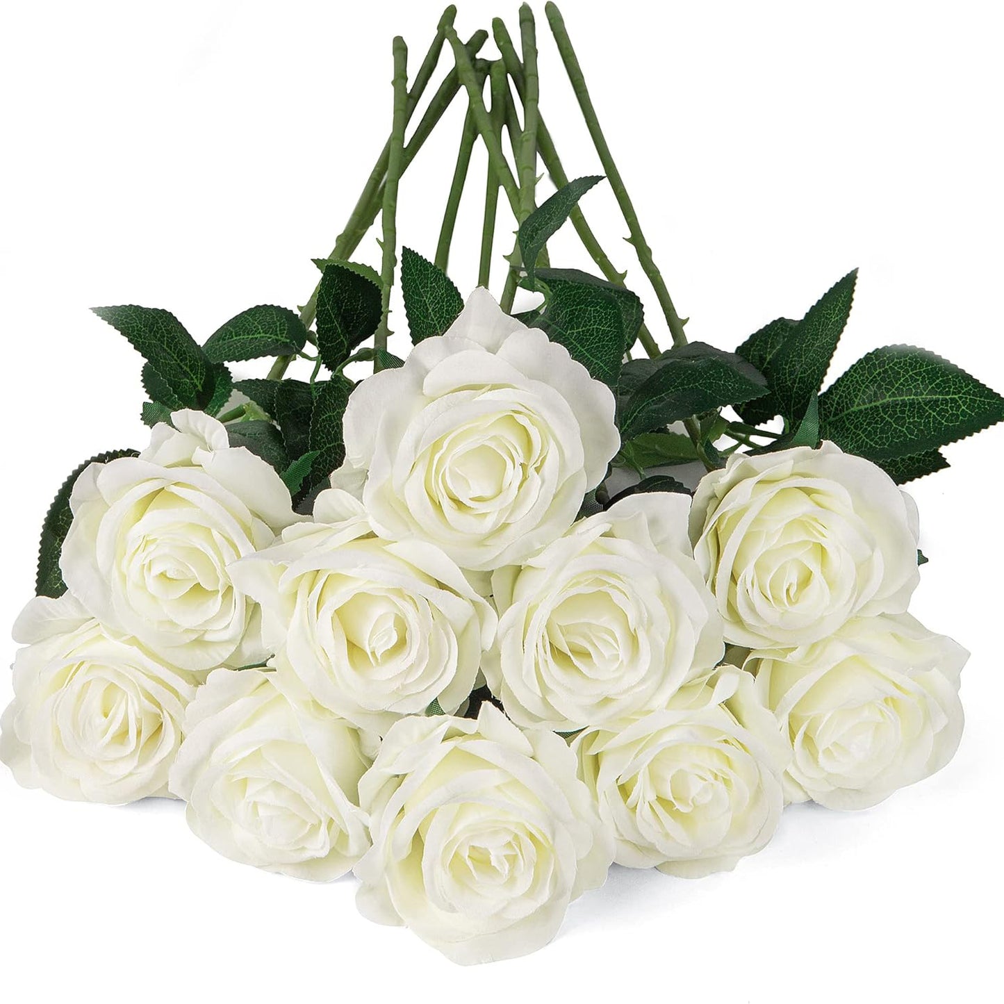 Silk Fake Roses 10 Units, White