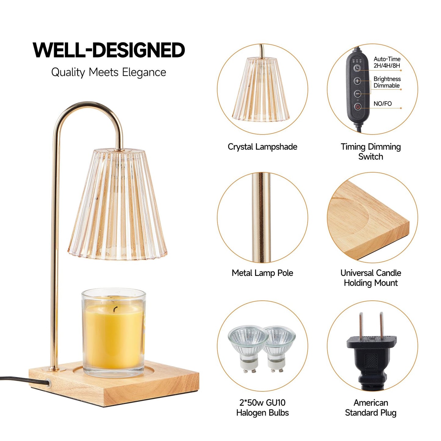 Candle Warmer Lamp with 1 switch and 2 bulbs (2 Options)