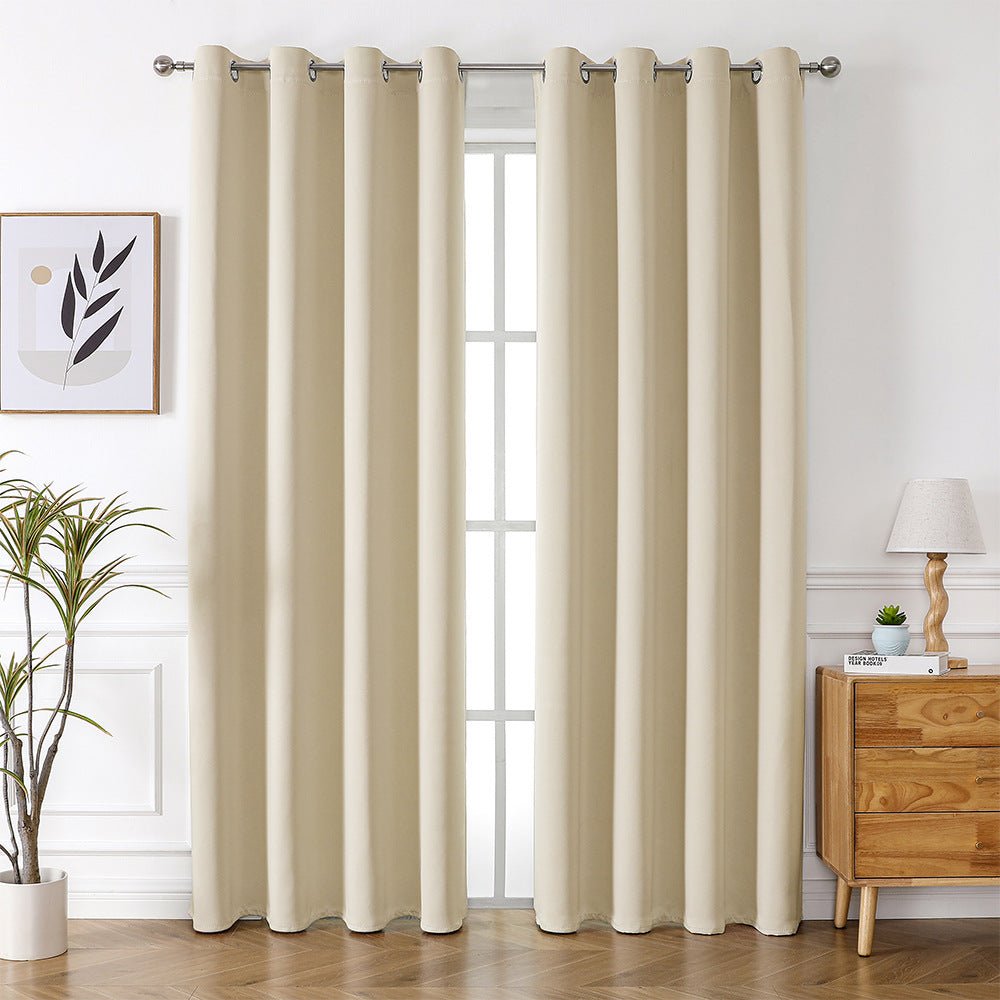 Black/Yellow/Green/Light Grey/Beige 42"x63"/52"x84" Solid Heavy Blackout Curtain Panels with Grommet Ring 2pcs pack - Weshop876