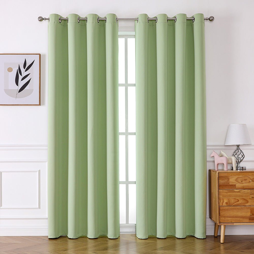 Black/Yellow/Green/Light Grey/Beige 42"x63"/52"x84" Solid Heavy Blackout Curtain Panels with Grommet Ring 2pcs pack - Weshop876