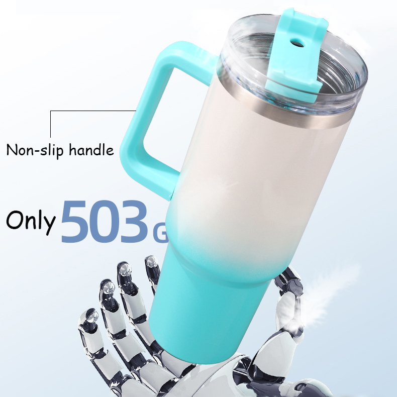 Stainless Steel Insulated Tumbler with Handle and Straw Lid 40 oz