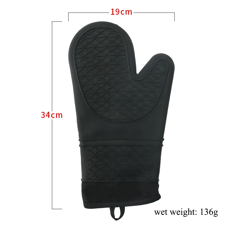 2PCS Black Oven Mittens Heat Resistant 600 Degree, Soft Lining Silicone Oven Mits for Cooking Baking Kitchen Mitten - Weshop876