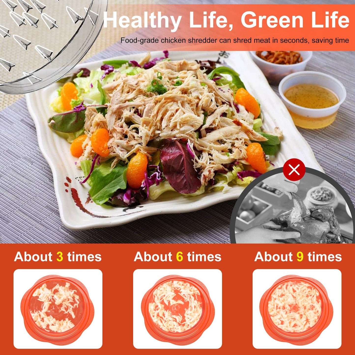 Large Chicken Breast Shredder Tool Twist with Brush&Fork, Visible Meat Shredder Machine - Weshop876