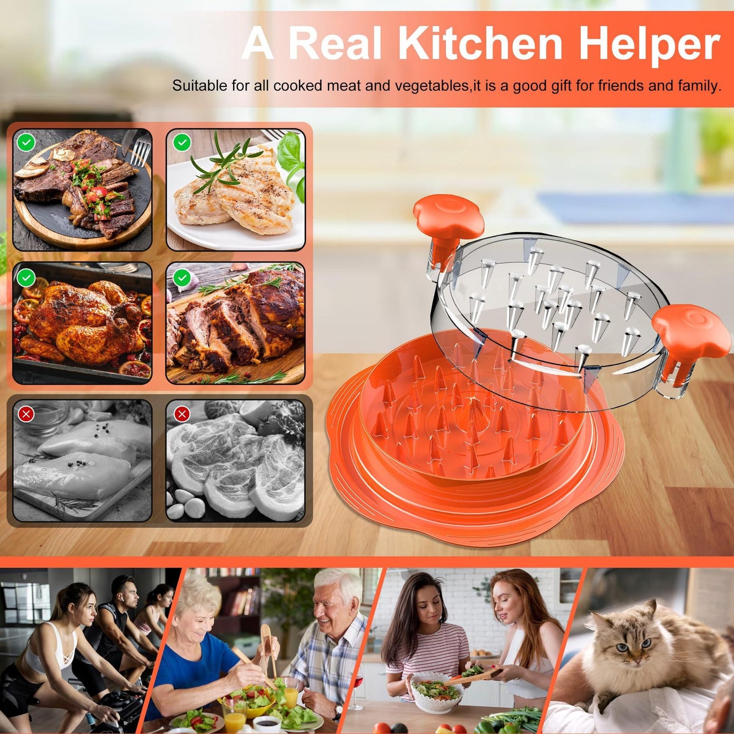 Large Chicken Breast Shredder Tool Twist with Brush&Fork, Visible Meat Shredder Machine - Weshop876