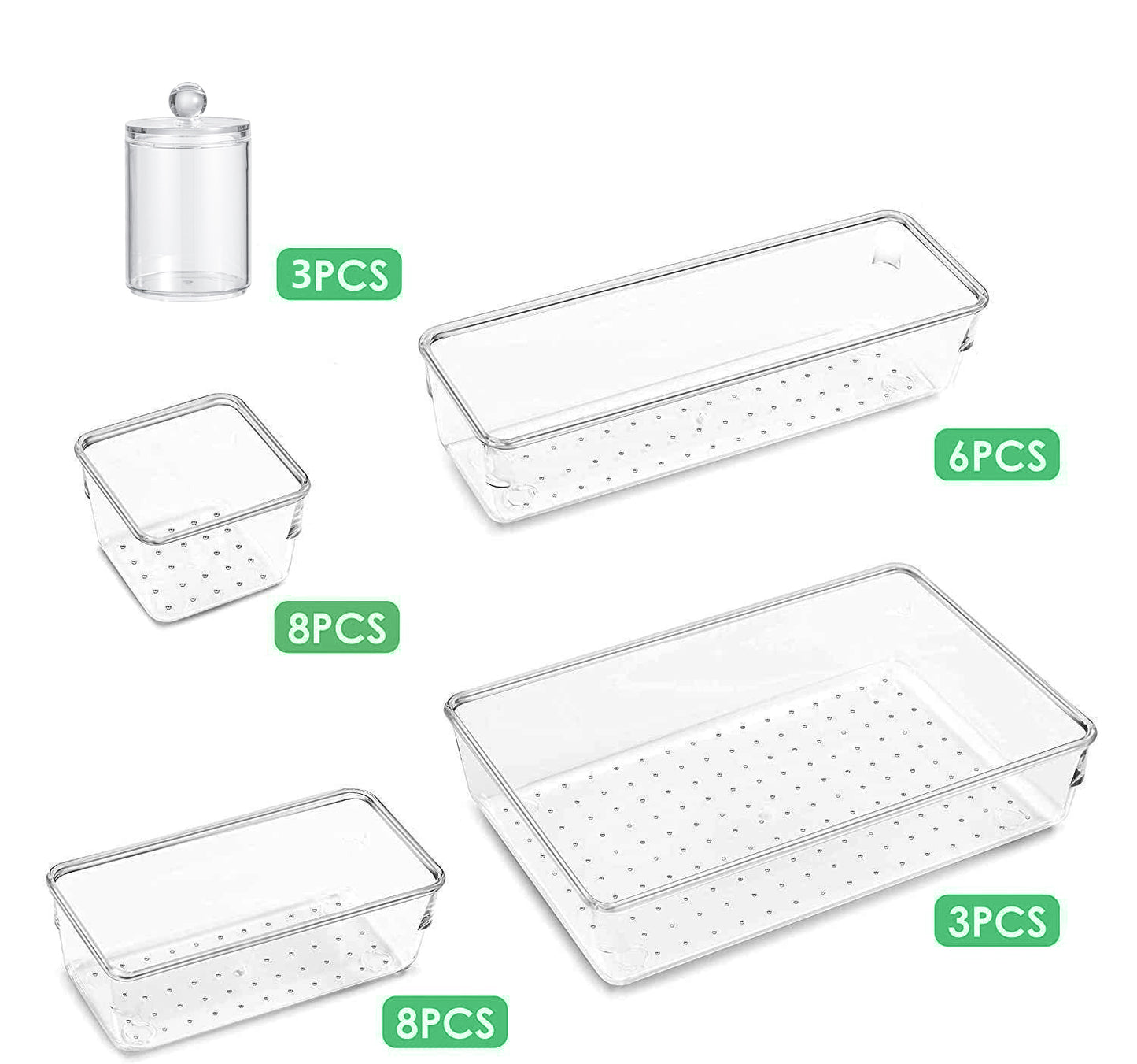 3pcs Jar + Clear 25Pcs Storage Bin Set, Clear