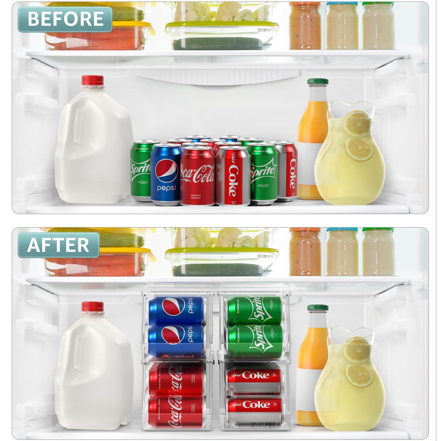 Stackable Soda Can Organizer with Lid(2 - Pack) - Weshop876