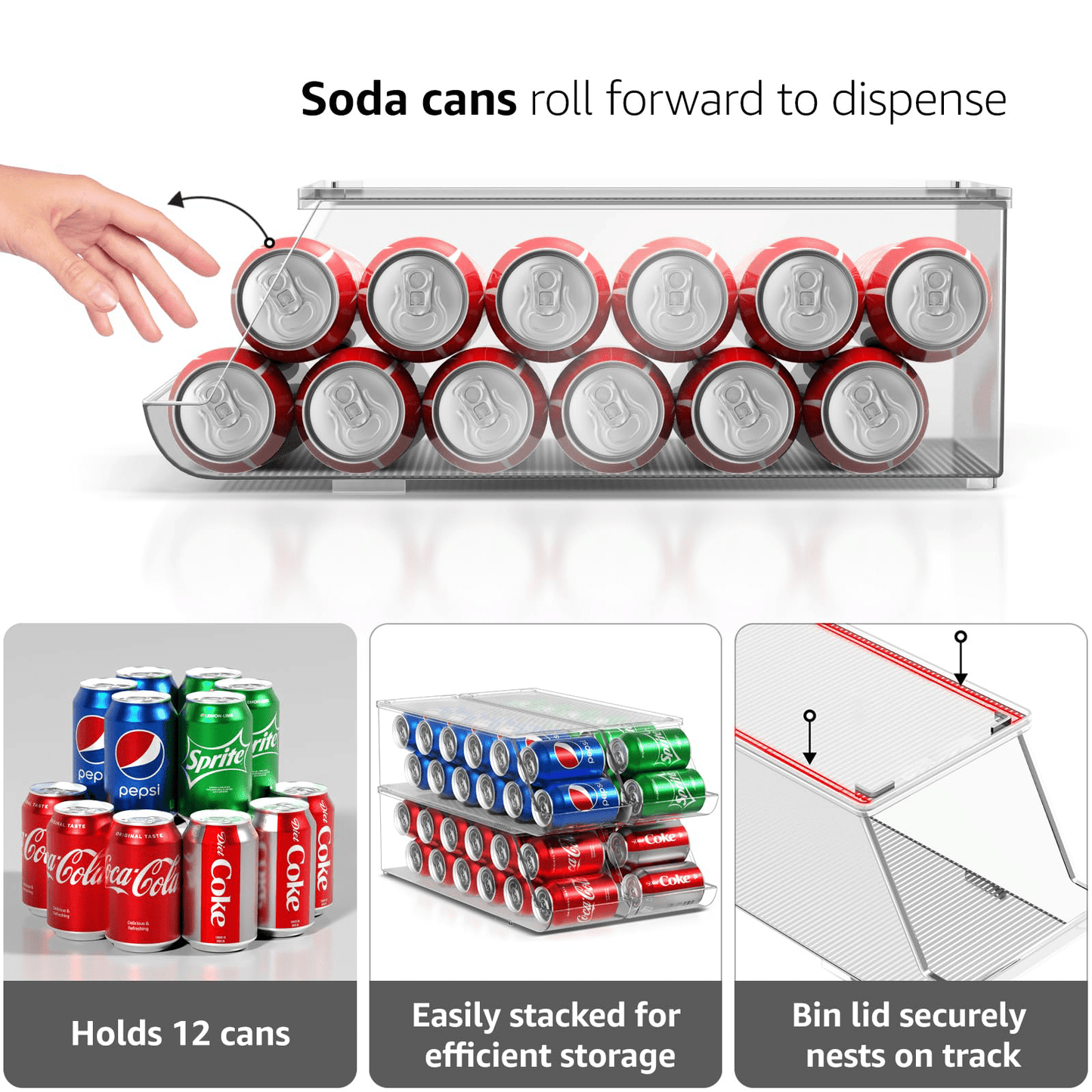 Stackable Soda Can Organizer with Lid(2 - Pack) - Weshop876