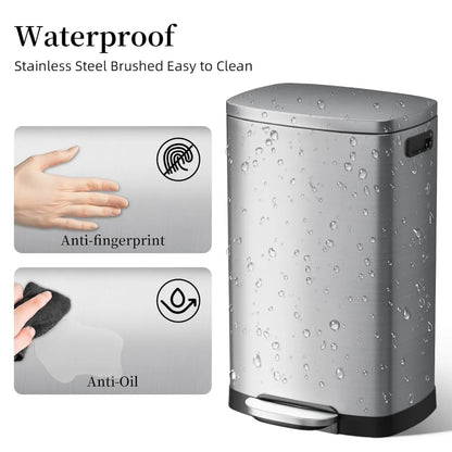 Stainless Steel Trash Can 50L / 13 Gallon, Silver