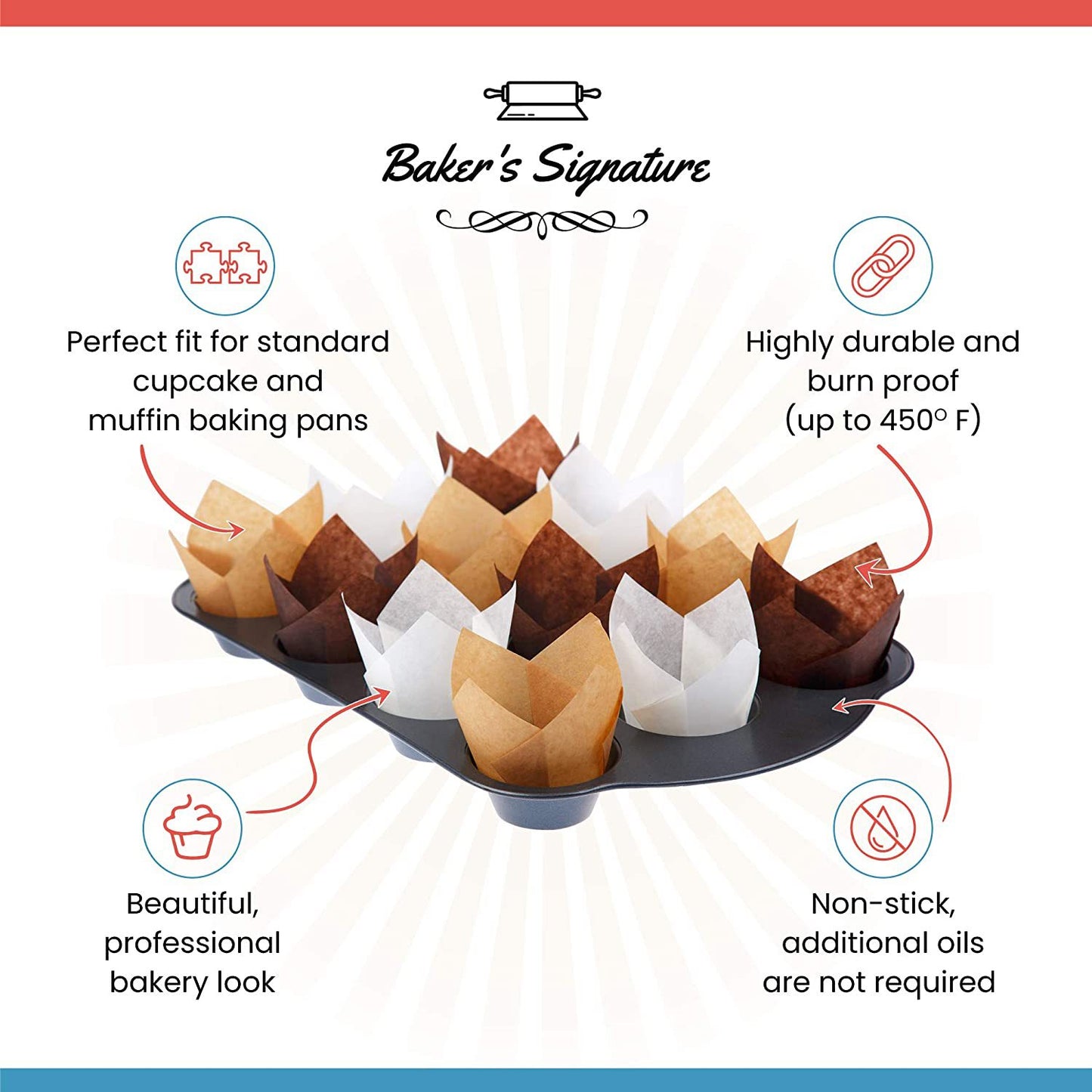 Natural Cupcake Muffin Baking Liners 200 Units