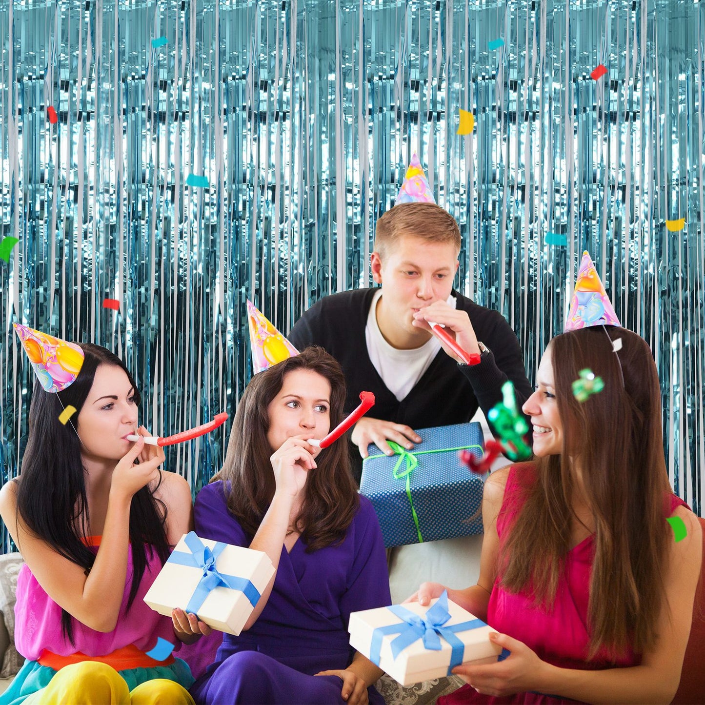 Metallic Streamers Tinsel Curtains Background 8 Units (4 Color Options)