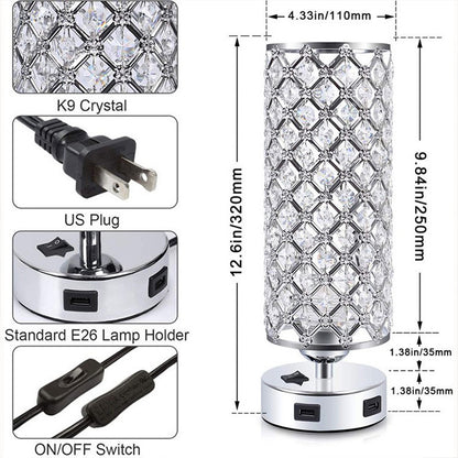 Crystal Table Lamp USB Charging - LED Bulb Included