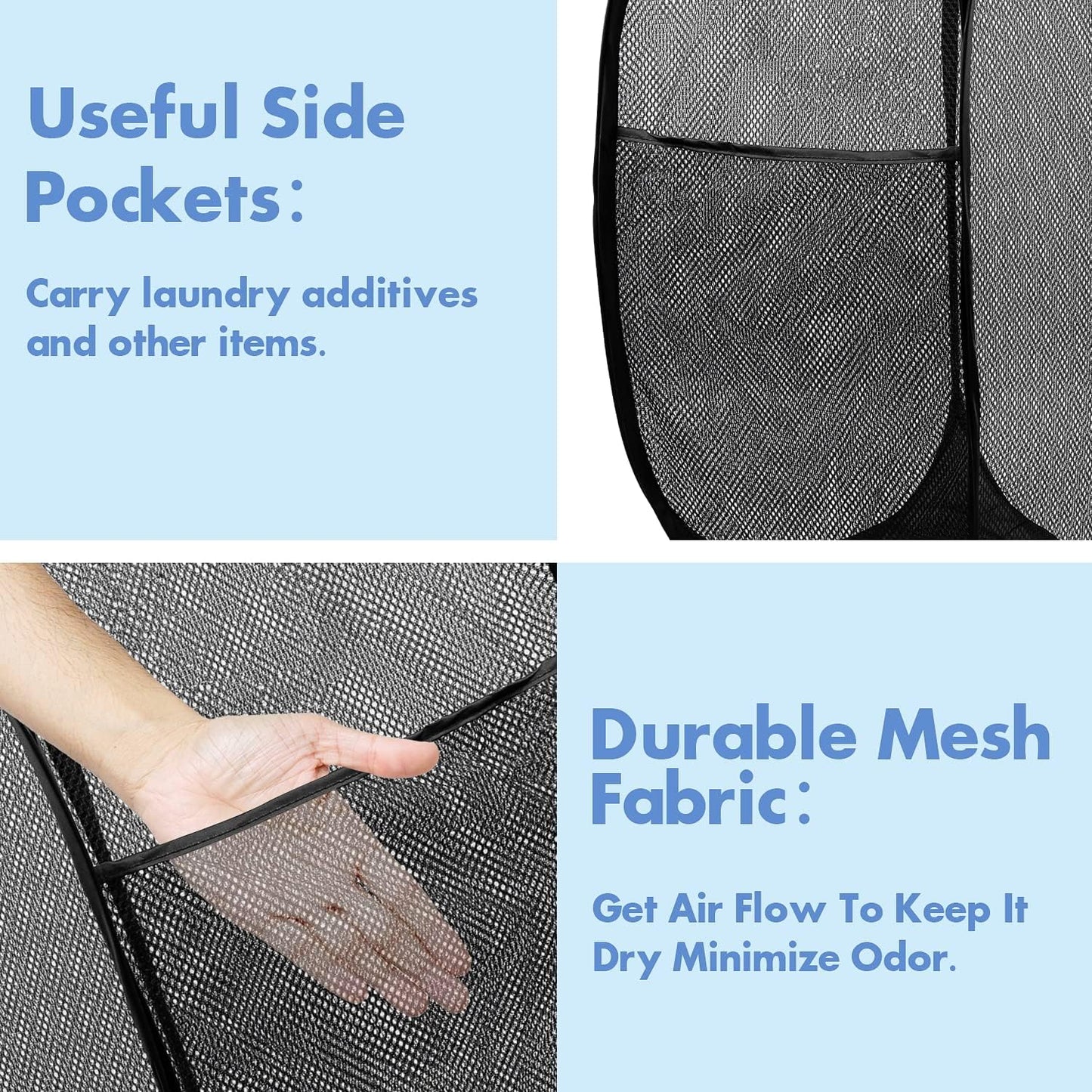 Mesh Pop up Laundry Hamper with Portable Handles 2 Units (2 Color Options)