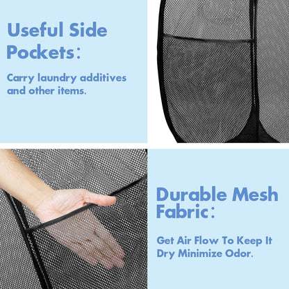 Mesh Pop up Laundry Hamper with Portable Handles 2 Units (2 Color Options)