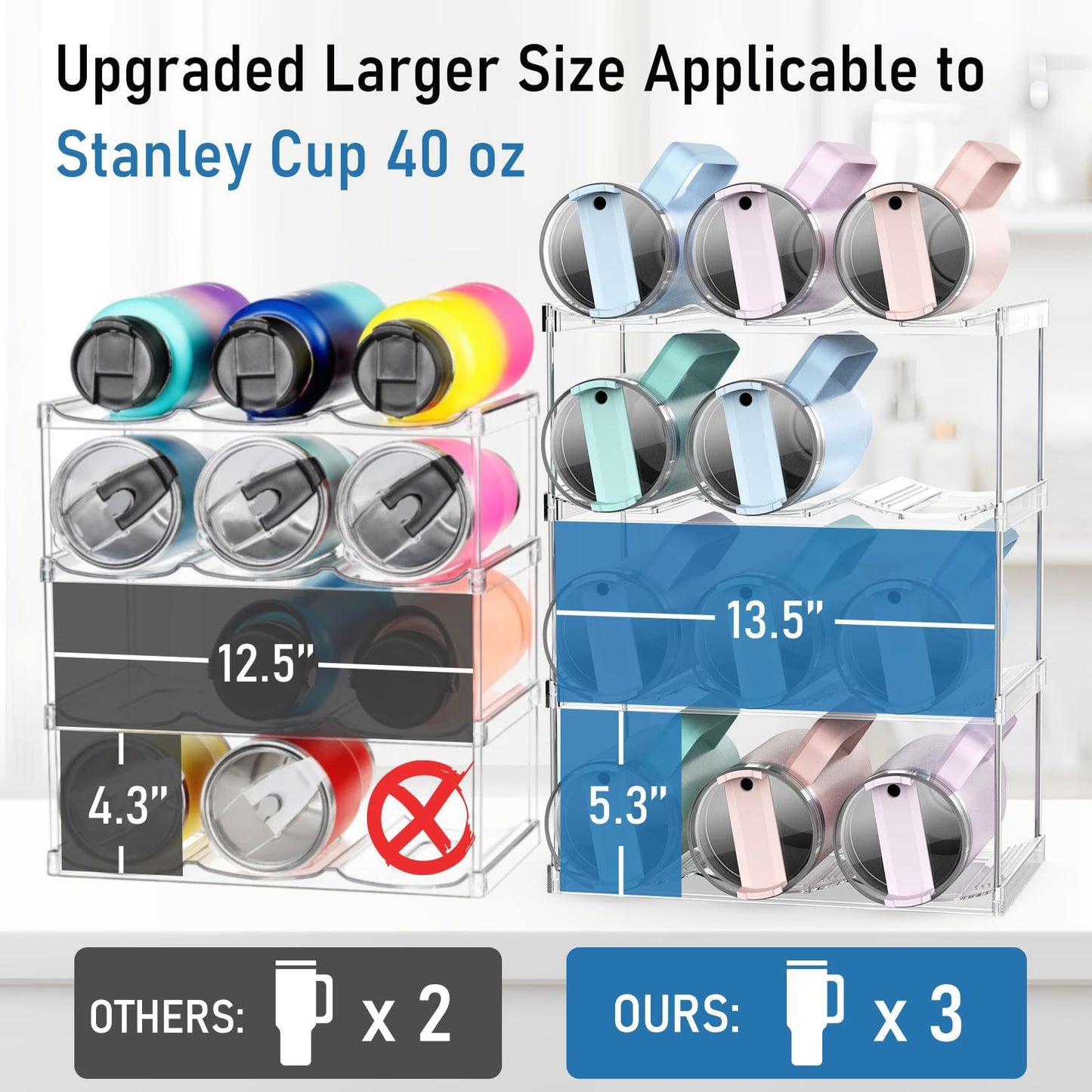 4 Tier Stackable Water Bottle Organizer Holder