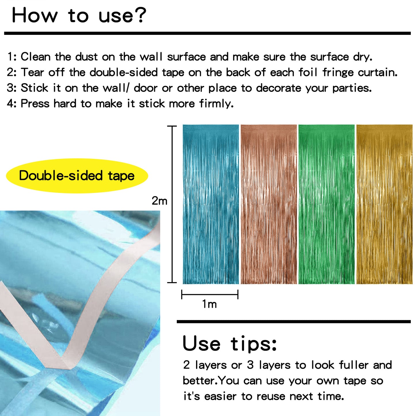 Metallic Streamers Tinsel Curtains Background 8 Units (4 Color Options)