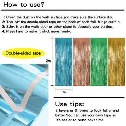 Metallic Streamers Tinsel Curtains Background 8 Units (4 Color Options)