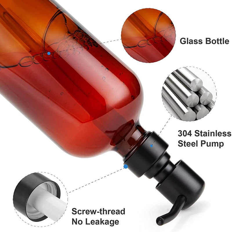 Soap Dispenser with Rust Proof Stainless Steel Pump 2 Units, Brown