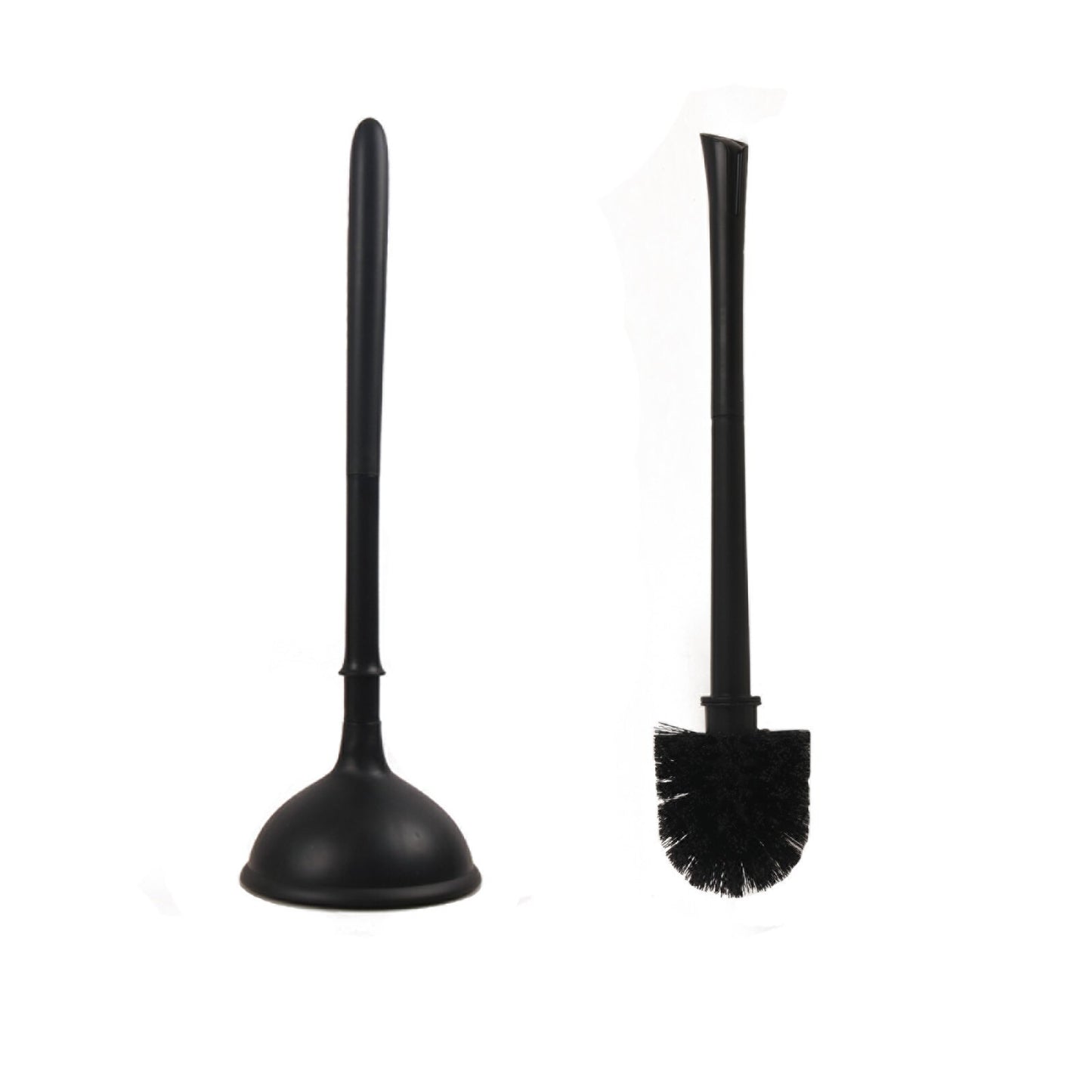 2-in-1 Toilet Brush Plunger Combo with Caddy Stand, Black