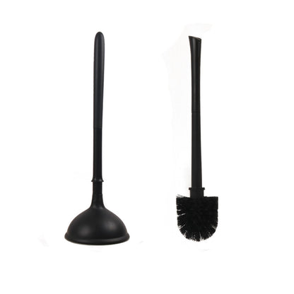 2-in-1 Toilet Brush Plunger Combo with Caddy Stand, Black