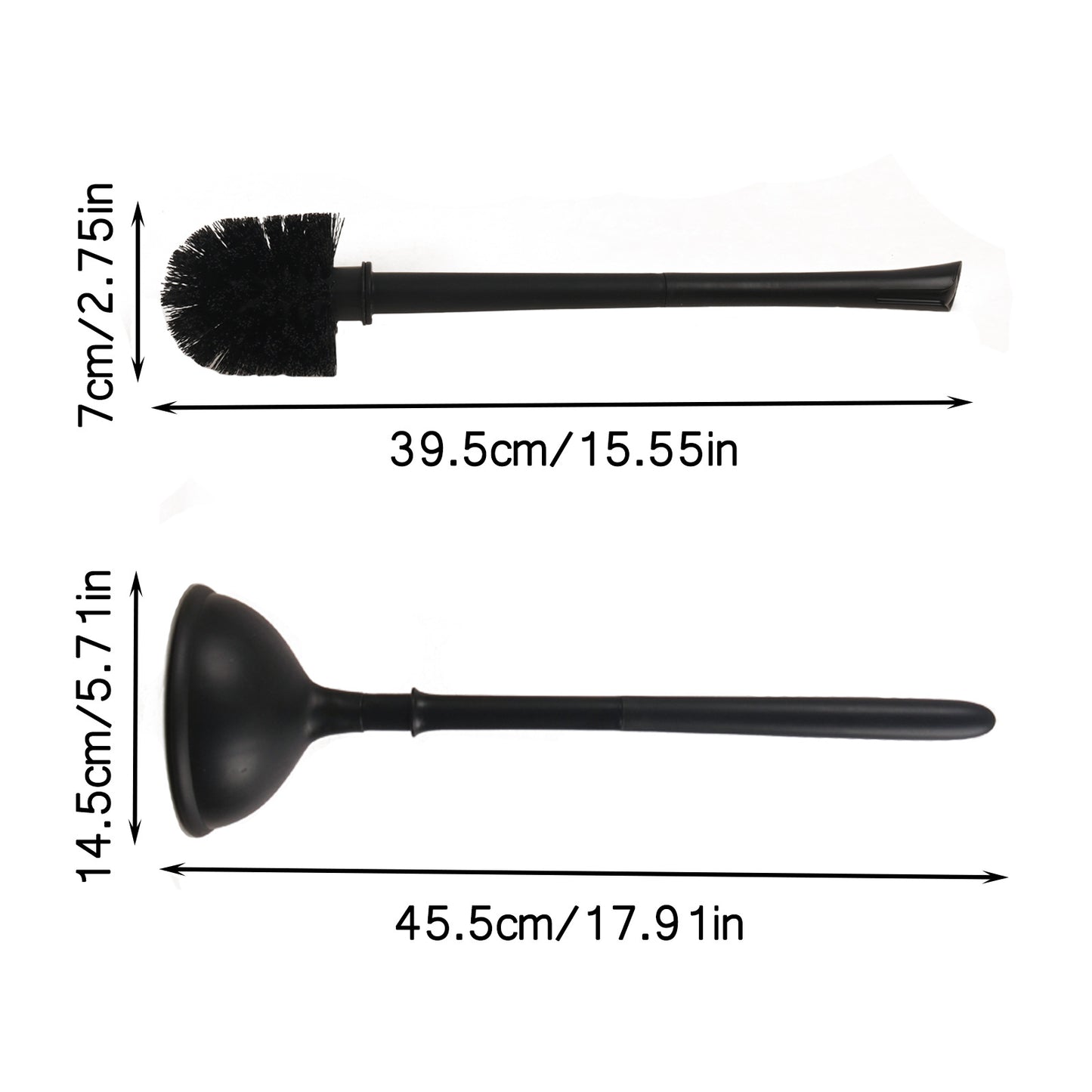2-in-1 Toilet Brush Plunger Combo with Caddy Stand, Black