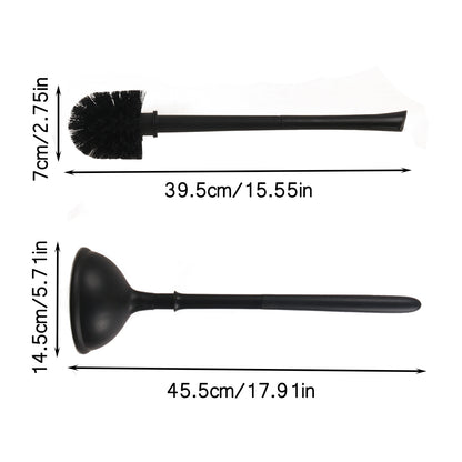 2-in-1 Toilet Brush Plunger Combo with Caddy Stand, Black