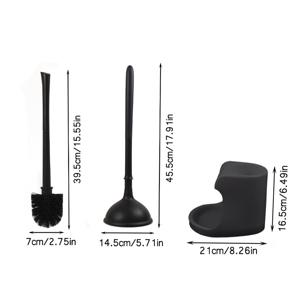2-in-1 Toilet Brush Plunger Combo with Caddy Stand, Black