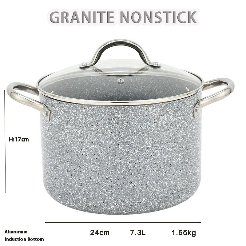 Granite Nonstick 7 Quart Stock Pot Cookware Set(Grey)