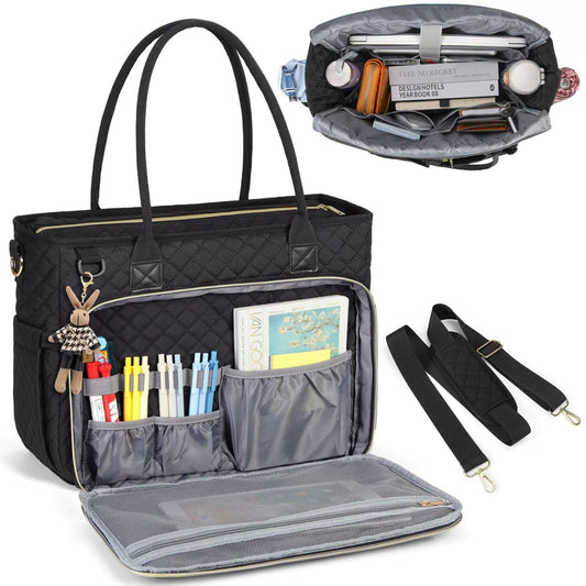 Teacher Tote Bag 15.6 inch Laptop Bag, Black