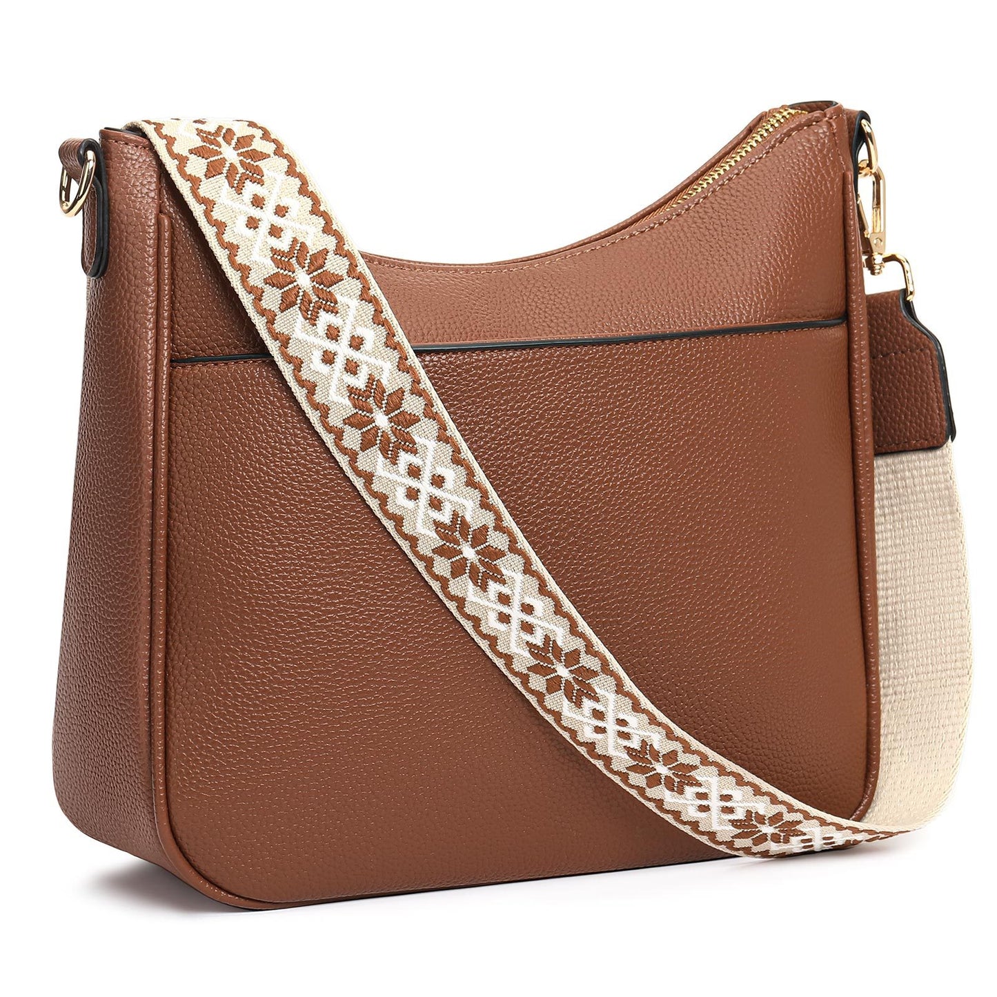 Women Trendy Hobo Bag with Guitar Strap Casual Vegan Leather Shoulder Bag