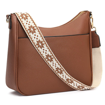 Women Trendy Hobo Bag with Guitar Strap Casual Vegan Leather Shoulder Bag