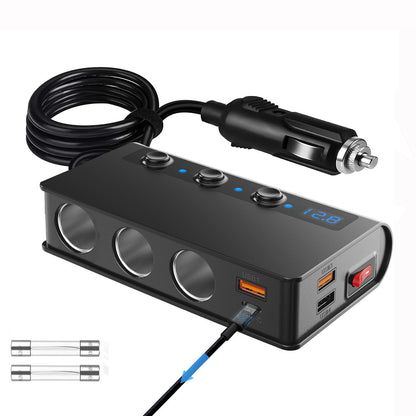 3-Socket Cigarette Lighter Adapter with PD+3.0QC