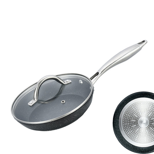 Marble Skillet Nonstick Frying Pan with Lid, Gray