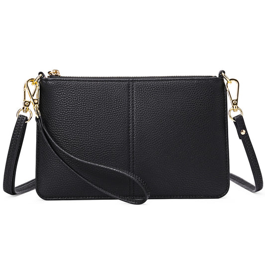 PU Leather Wristlet Clutch Crossbody Shoulder Bag Wallet Purses RIFD Card Slots, Black