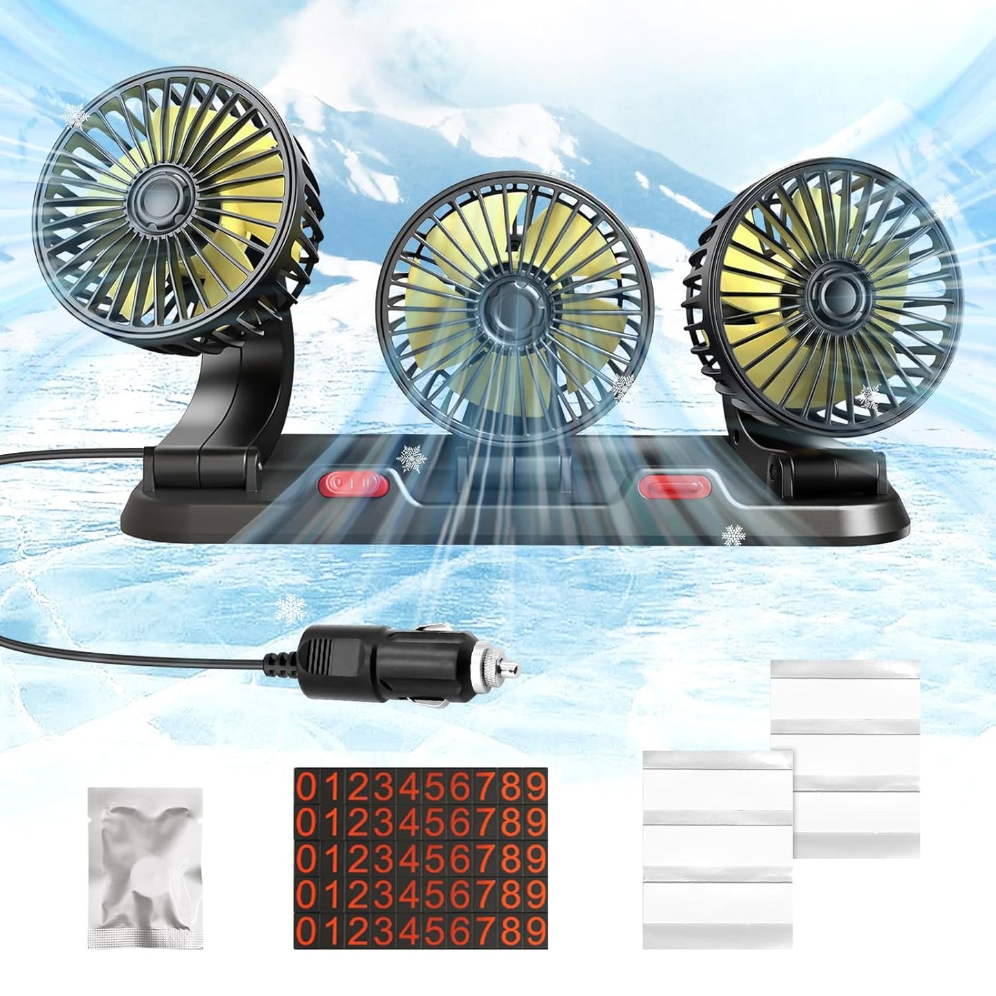 Portable 3-Head Car Cooling Fan