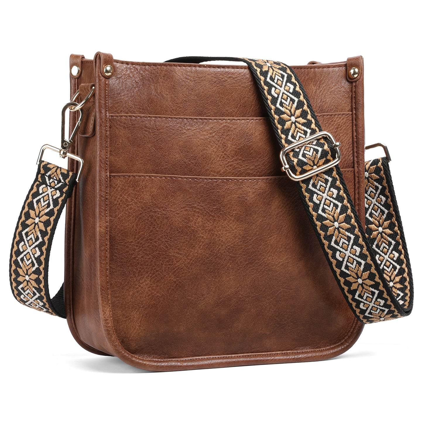 PU Crossbody Bags for Women Trendy Vegan Leather Hobo Handbags, Brown