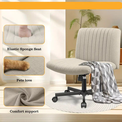 Cross Chair Comfy Armless Cross Legged Office Chair, Beige