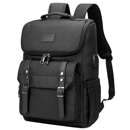 Vintage Backpack Travel Laptop Backpack with usb Charging Port 18 Inch, Black