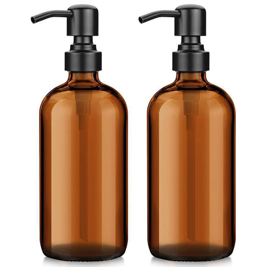 Soap Dispenser with Rust Proof Stainless Steel Pump 2 Units, Brown