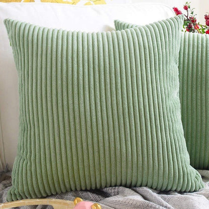 4-Piece Cozy Striped Corduroy Pillow Covers 18x18 Inch