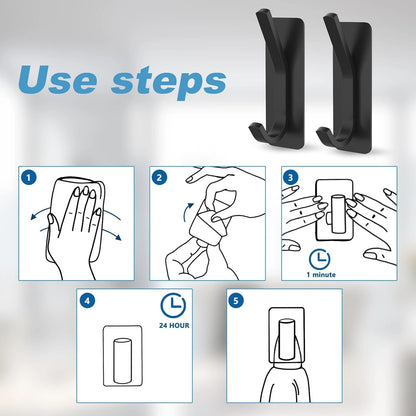 8 Pack Command Adhesive Hooks for Wall, Black