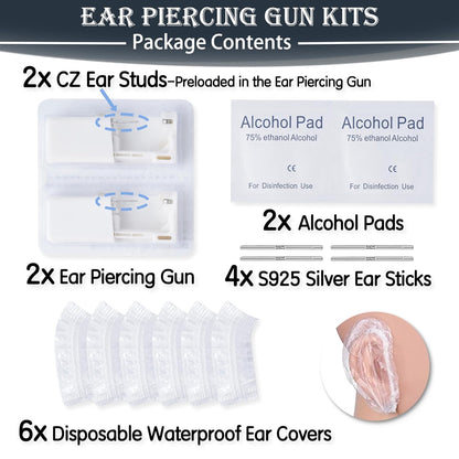 2 Pcs Disposable Ear Piercing Gun with Preloaded Ear Stud