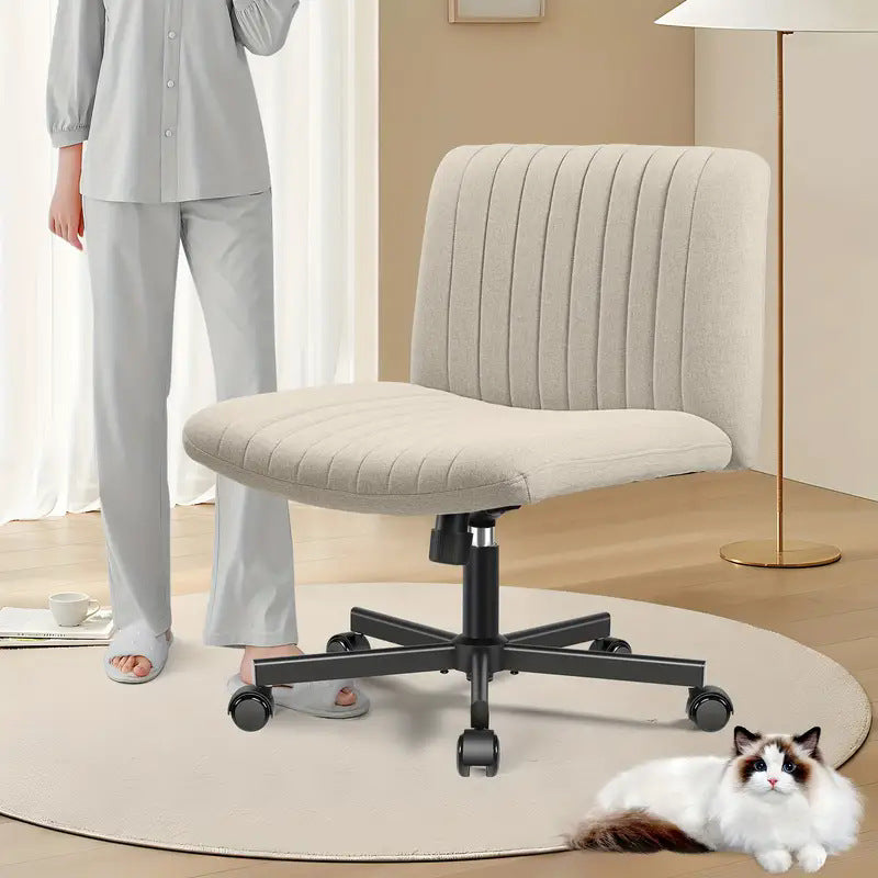 Cross Chair Comfy Armless Cross Legged Office Chair, Beige