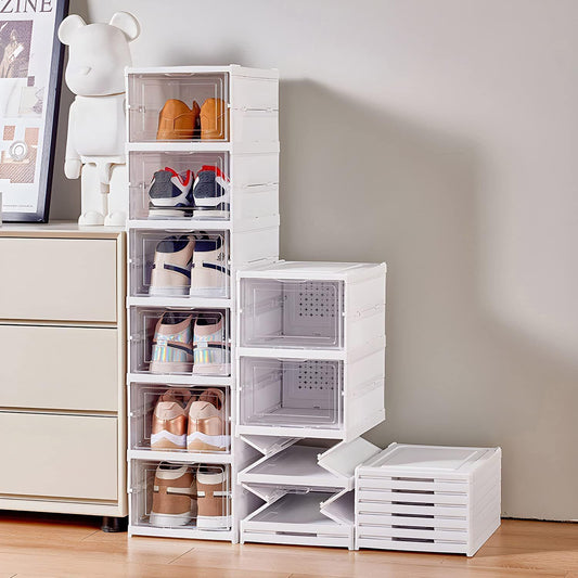 6-Tier Foldable Shoe Storage Bins No Assembly for Men and Women (Maximum Size 12)