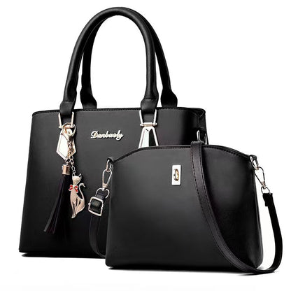 Leather Handbag Set for Women with Top-handle Handbags