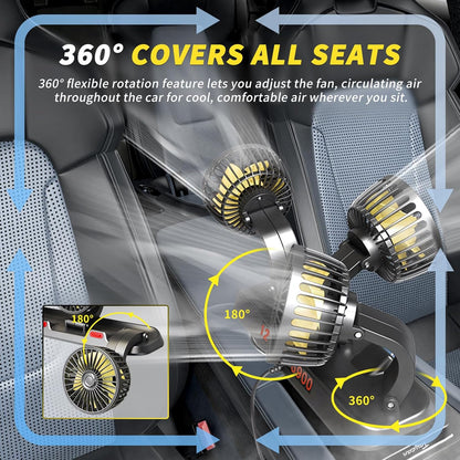 Portable 3-Head Car Cooling Fan