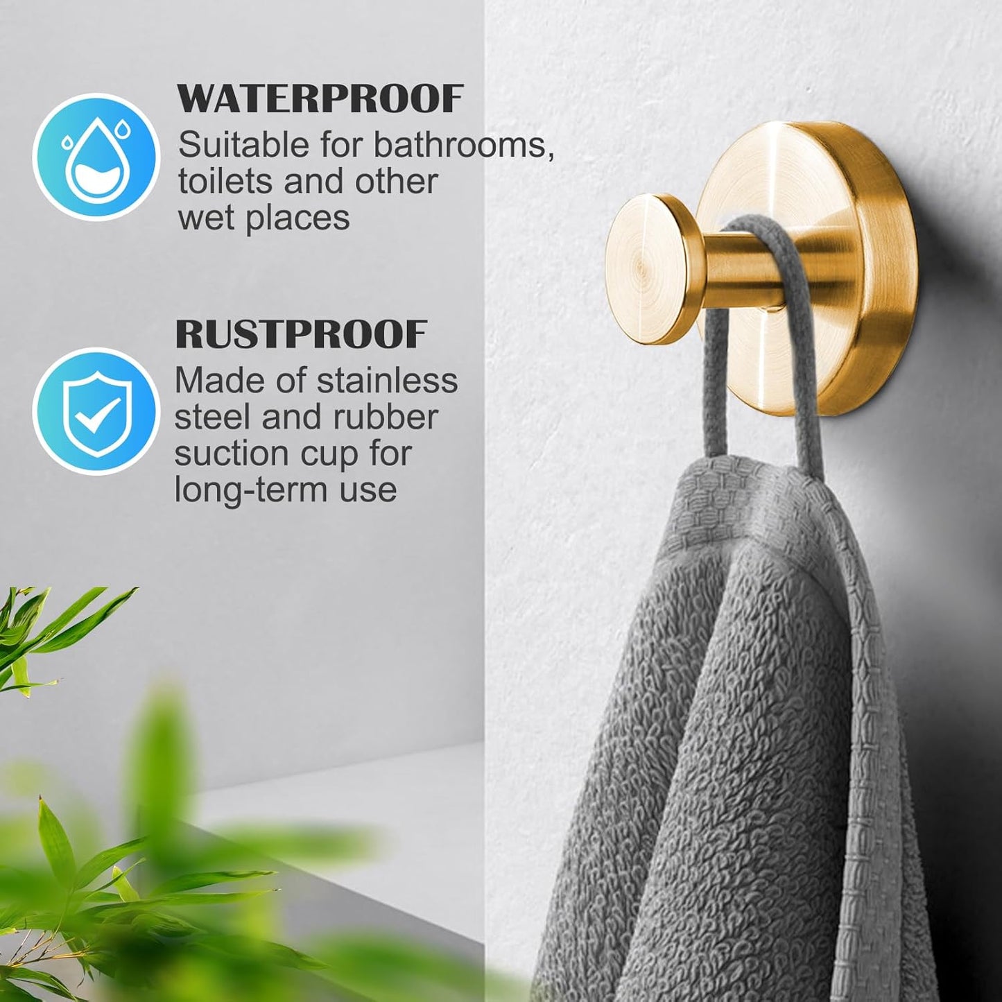 4 Pack Stainless Steel Suction Cup Hooks