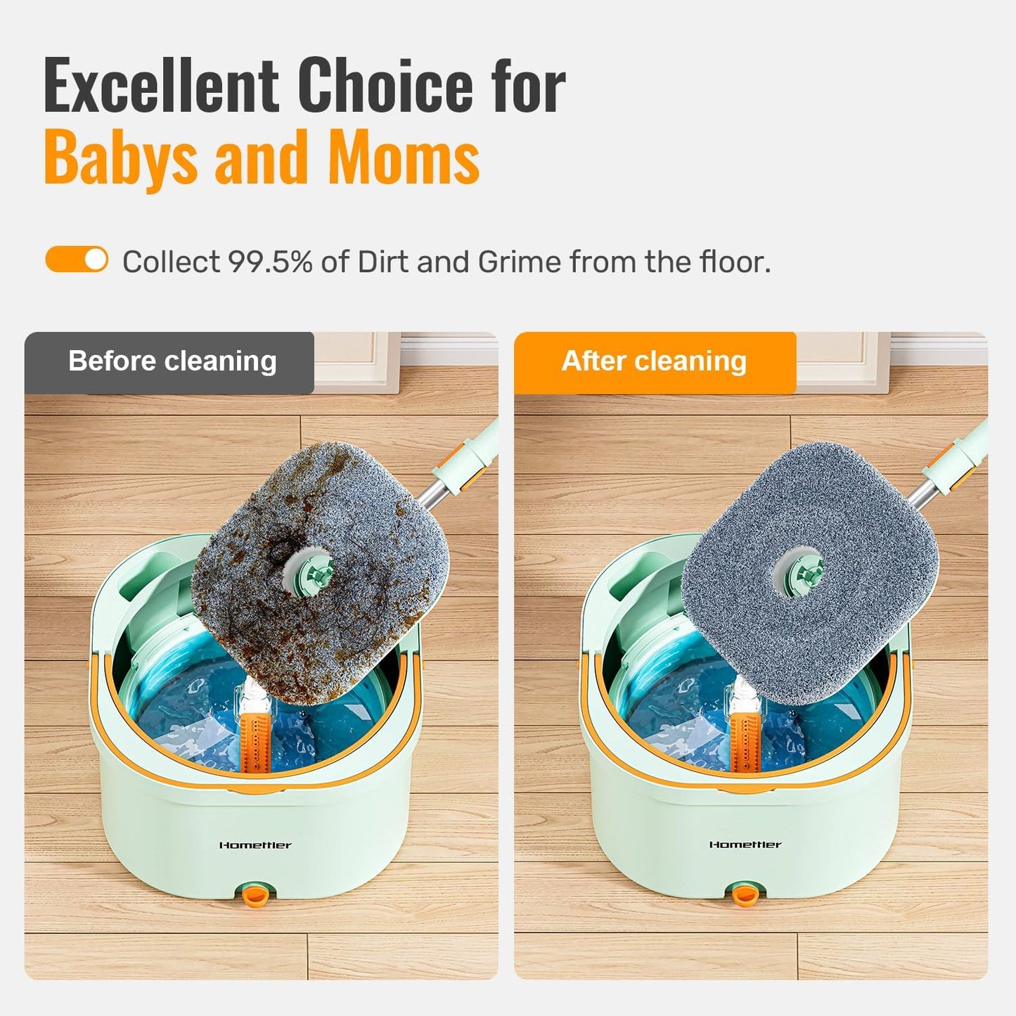 Spin Mop and Bucket Set with Detachable Inner Mop Bucket