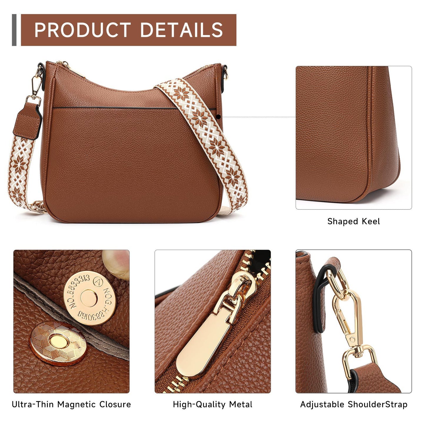 Women Trendy Hobo Bag with Guitar Strap Casual Vegan Leather Shoulder Bag
