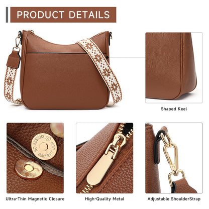 Women Trendy Hobo Bag with Guitar Strap Casual Vegan Leather Shoulder Bag